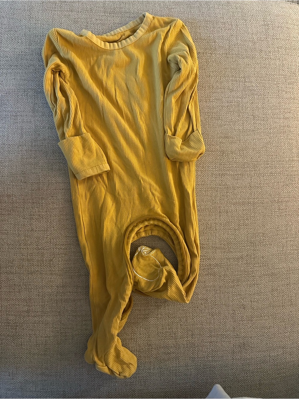 Mustard Yellow Ribbed Footed Baby Onesie